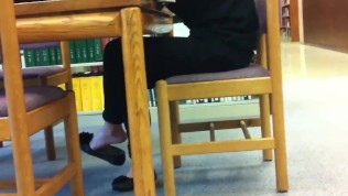 Candid asian library shoeplay feet dangling flats pt 2