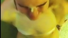 Flat chested teen facialized