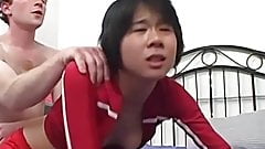 Flat chested oriental babe pussy smashed and facialized