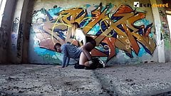 Painting graffiti, fucking a guy and getting cum on my chest