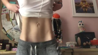 skinny girl showing off