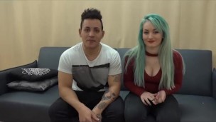 Young married couple shares the pussy of a skinny latina