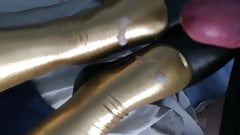 Cumming on latex stockings and flats