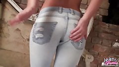 I cant believe I got these tiny little jeans on