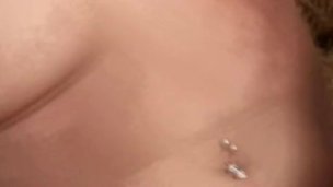 Skinny blonde masturbating in knee high boots