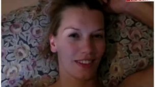 Skinny German girl takes a load to the face