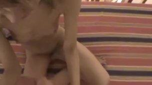 Skinny girls rides his cock