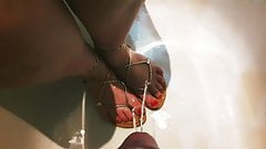 Wife gets her feet soaked in flats – piss