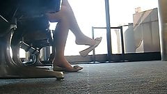 AWESOME barefoot flats dangle at CLE airport.
