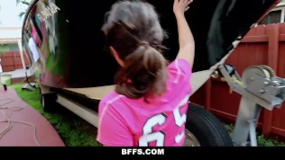 BFFS – Teen Soccer Girls Plowed by Trainers