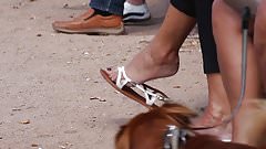 granny with nice feet and hot dangling show in flats