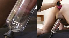 Prostate massaged and milked into a cock pump.