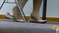 shoeplay with fishnet stockings and flats