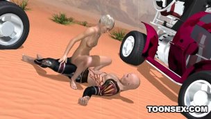 Skinny Short Haired 3D Blonde Fucked Outdoors