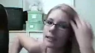Striptease from a skinny GF in glasses