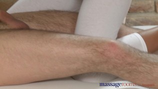 Massage Rooms Black haired beauty has her young breasts covered in cum