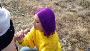 Teenage Girl on the mountain have surprisingly good Sucking skills :D