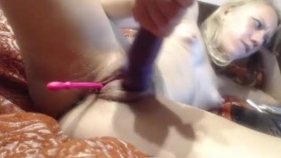 Amazing petite teen very horny using remote control vibrator in pussy