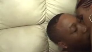 Beautiful babysitter ebony fuck teen boy on the sofa