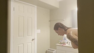 Hottest girl ever working in the trades, undressing for shower after a long day at work CARHARTTS