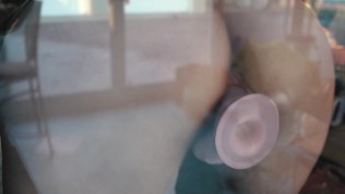 Peeping through the window at this babe and a big toy