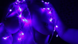 School sex in christmas with toys and LED garland, happy new year! Glass