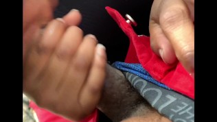 Sneaky blowjob with busty babe