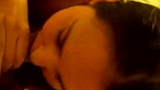 Beautiful college student gives a hot blowjob